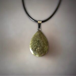 ⭐️ 5 for $25 Natural Stone Water Droplet Pendant Necklace on a Black Cord